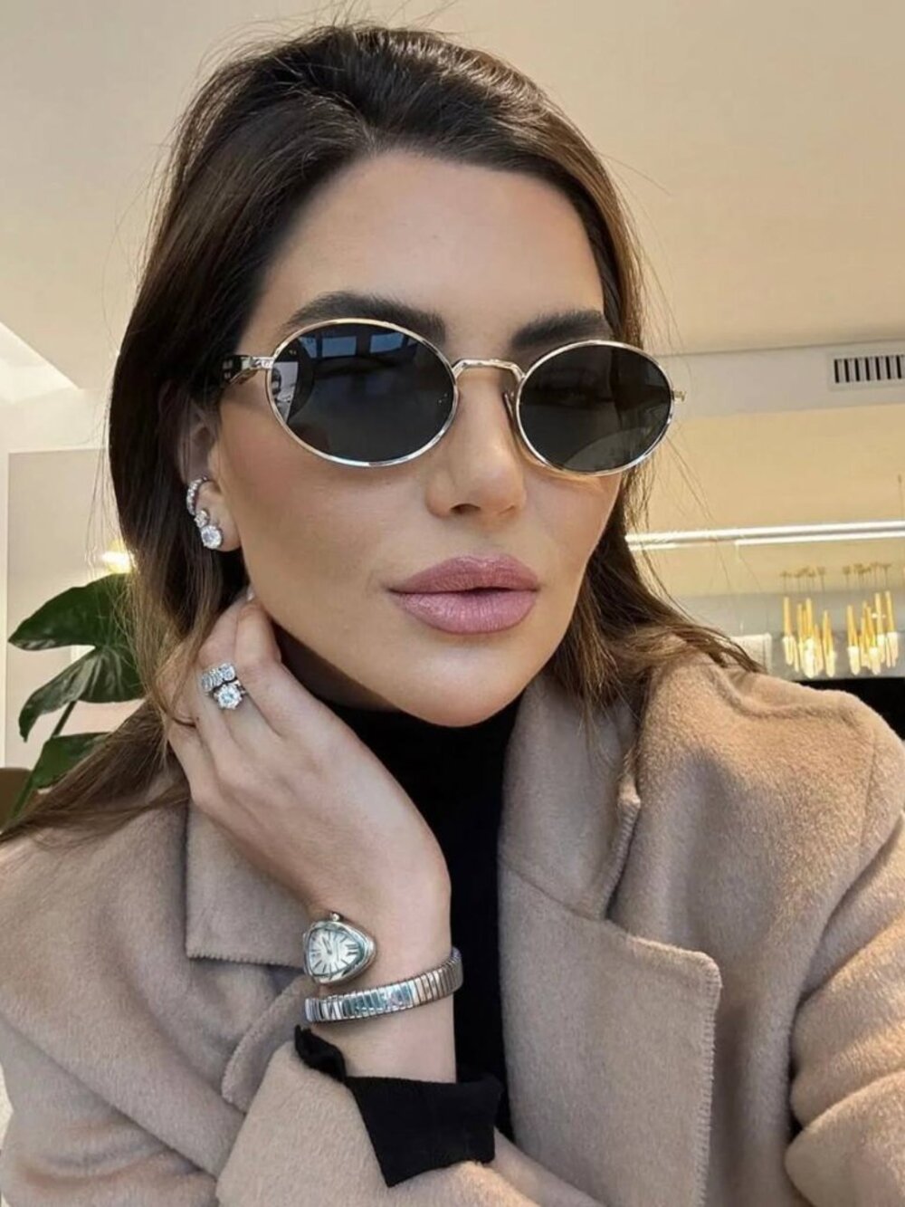Prada PR65ZS ZVN70L Oval Sunglasses – Pale Gold\Dark Green - Picture 10 of 13